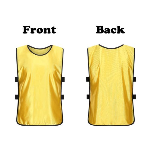 SHIJIXING 12 Pack Scrimmage Training Vest, Sports Pinnies, Practice Jerseys, Practice Vest for Adult Youth Kids. (Large, Yellow)