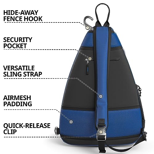 Athletico Blue Sling Bag - Crossbody Backpack for Pickleball, Tennis, Travel
