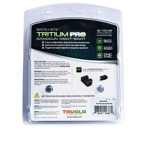 TRUGLO Tritium Pro Night Sights, Compatible with Sig Sauer Handguns | Compact Durable Glow-in-The-Dark Front & Rear Gun Sights with White Focus Lock Front Ring