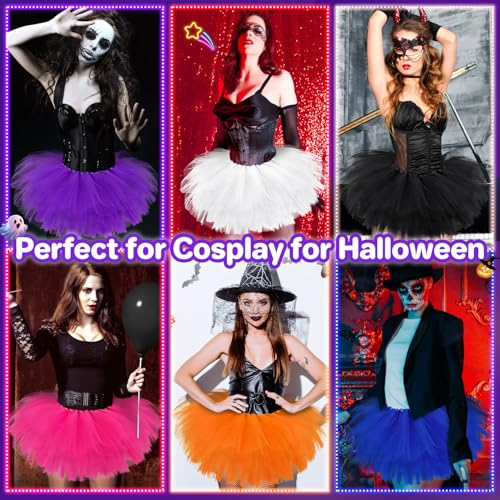 Purple 12-inch Layered Tulle Adult Tutu Skirt for Women Halloween Costume Fluffy Fairy Skirt