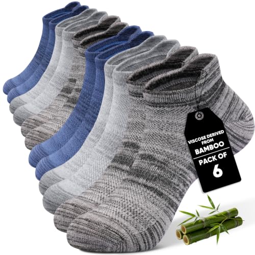 Men's Breathable Bamboo Ankle Socks 6 Pack - Multicolor, Slim Fit