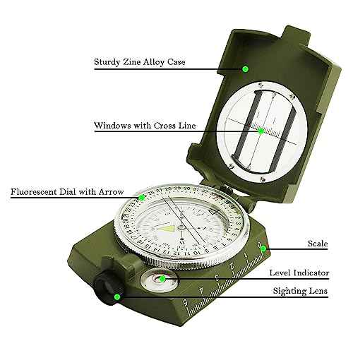 Compass, Hiking Compass for Survival with Lensatic ? Water-Resistant Durable and Pocket-Sized