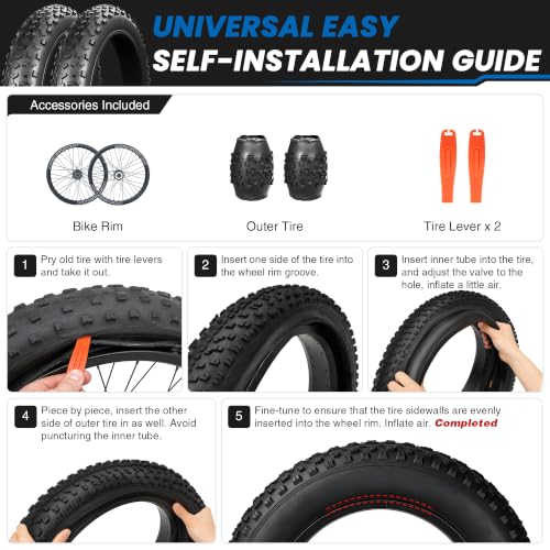 20x4.0 Fat Tire Ebike Tires Set with 2 Levers - High-Performance All-Terrain