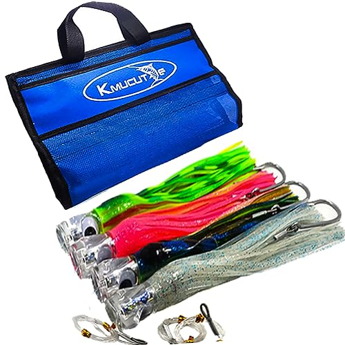 Big Game Fishing Lure Set 11 Inch Marlin Tuna Dolphin Sailfish Shark with Hooks & Bag - Deep Sea Trolling Baits
