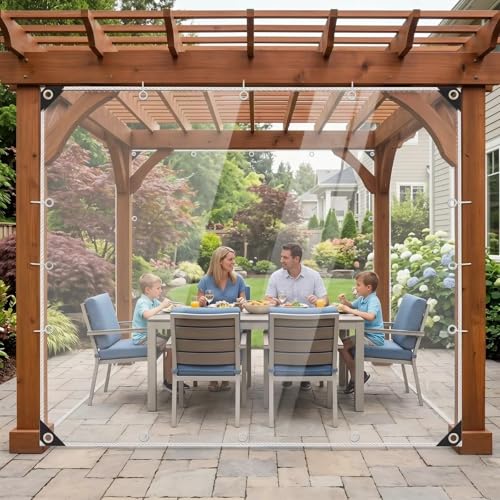 8x8ft Heavy Duty Waterproof Clear PVC Tarpaulin with Grommets - Greenhouse, Patio Cover
