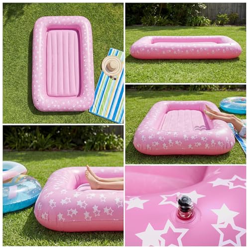 Inflatable Travel Air Mattress with Pump - 71 Inch Pink Camping Bed