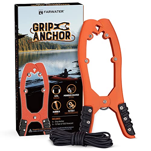 FARWATER Orange Canoe Anchor Grip - Boat & Kayak Fishing Accessories with Paracord