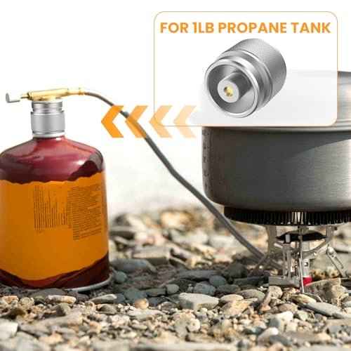 2 Pcs Camping Stove Adapter, LPG Canister Adapter, 1 Lb Propane Tank Input EN417 Lindal Valve Output Propane to Butane Adapter for Backpacking Stove Portable Burner Heater (Silver)