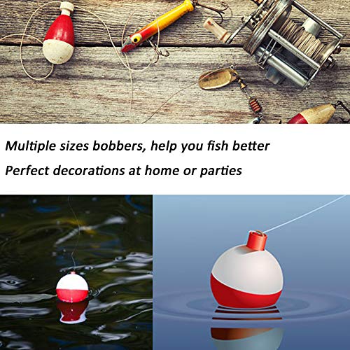 15pcs Red White Push Button Fishing Bobbers Float Buoys - 1 Inch