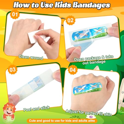 Kids Bandages 375 Pcs Colorful Cartoon Variety Pack - Toddler & Child Adhesive Strips