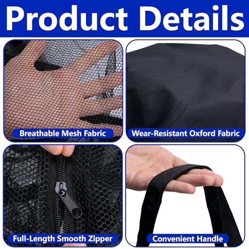 Black Pool Noodle Storage Bag 55x18x18 Inch Mesh Organizer for Pool Floats