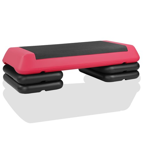 ZeHuoGe The Aerobic Step Platform with 4 Risers Adjustable, Health Club Steppers for Exercise with Adjustable Hight, Stair Stepper for Exercise & Home Gym (Red)