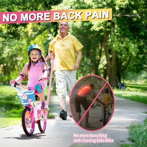 Height Adjustable Kids Bike Safety Trainer Handle with Pink Finish