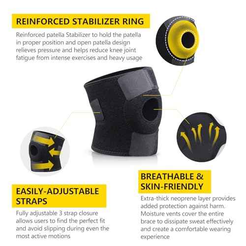 Knee Support Brace for Men Women, Adjustable Compression Sleeve Wrap Patellar Pad Tendon - Arthritis Pain, meniscus tear, Injury Recovery, Running