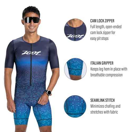 Zoot Men¡¯s LTD Tri Aero Fz Racesuit, Short Sleeve Aerodynamic Cycling Race Swim Bike Run Tri Suit with Pockets UPF 50+ Fabric