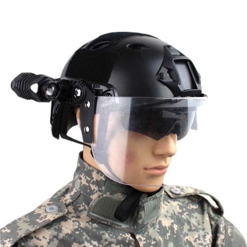 Tactical MICH Fast Helmet, with Clear Riot Visor Face Shield Sliding Goggles, Side Rail & NVG MountFor Airsoft Paintball CS War Games Outdoor Sports