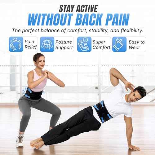 Back Brace for Lower Back Pain Relief | Sciatica Lumbar Support Belt for Men & Women, Adjustable Back Support Brace for Work & Daily Use, All-Day Comfort & Heavy-Duty Compression (Medium 33-38.9")