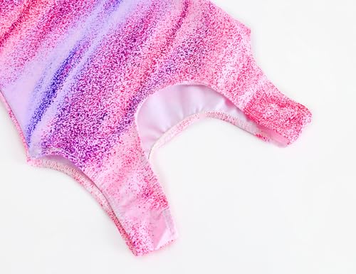 Girls' Gymnastics Leotard Set with Matching Shorts - Pink Stripe, 7-8 Years