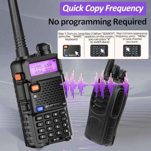 Baofeng UV-5R Ham Radio Upgrade 8W Handheld Long Range UV5R Walkie Talkies with Earpiece M-5R 5RX Multi Band Two Way Radio with Copy Frequency,USB-C Charger for Hunting Survival Gear