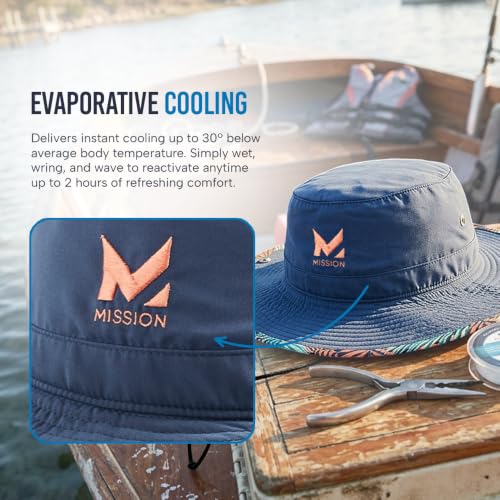 MISSION Cooling Bucket Hat - Unisex Wide-Brim Sun Hat with Wet-to-Cool Technology - Sea Palm
