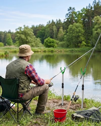 Telescopic Fishing Rod Holders 6 Pack for Ground & Sand - Adjustable Aluminum Stand