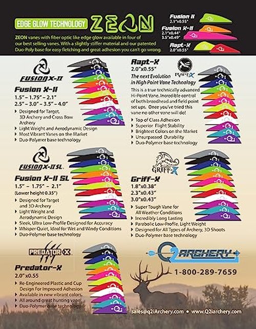 Q2i Fusion X-II Target Archery Vanes - Ultra-Lightweight with Tri-Fusion Vane Adhesion Technology for Archery Arrows Premium Arrow Fletching & Accessories for Archers - 2.1" 100pk W