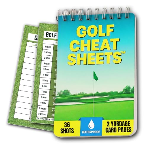 Golf Practice & Play Cheat Sheets Yardage Training Aid - Waterproof Pocket Guide