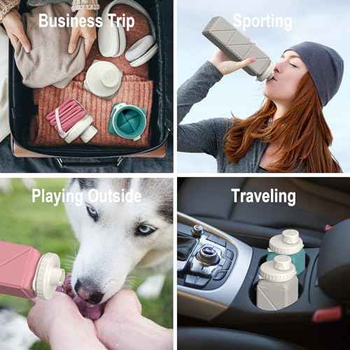 Collapsible Water Bottles 20.6oz, Silicone Foldable Portable Travel Water Bottle, BPA-Free, Leakproof Reusable for Traveling Camping Hiking Cycling Yoga Sports Outdoor, 1 Pack (Dark Blue)