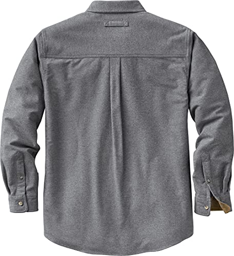 Men's Flannel Shirt Long Sleeve Button Down 100% Cotton Large Charcoal Heather
