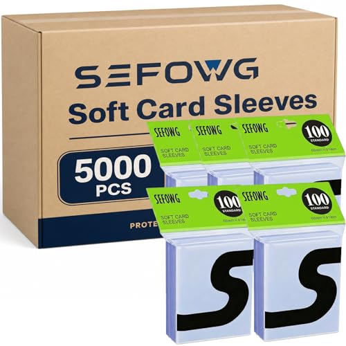 5000 Pack Clear Card Sleeves for Trading Cards, Baseball & Sports Collectibles