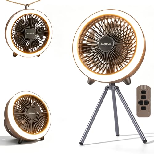 Portable Camping Fan with Light 10400mAh Remote LED Tent Fan Outdoor