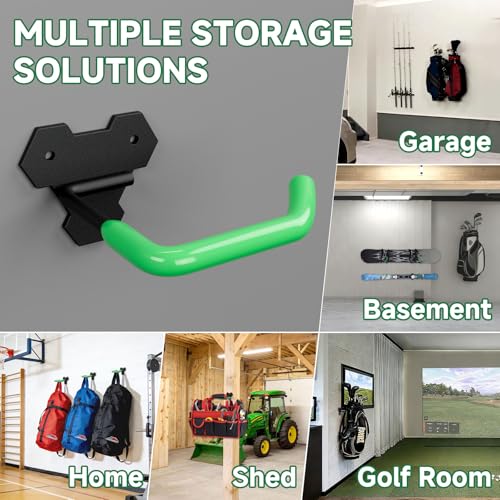 2 Pcs Wall Mounted Golf Bag Hangers for Garage Storage, Adjustable Steel Golf Organizer