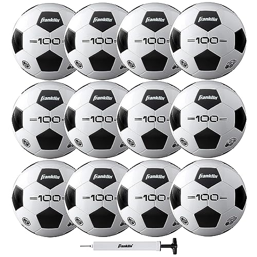Franklin Sports Soccer Balls - Youth & Adult - Sizes 3, 4 & 5 - Single & Bulk Packs - Black & White