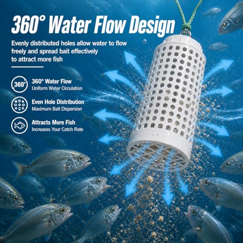 Small PVC Fish Bait Cage with 316 Stainless Steel & Glow Rope for Saltwater Fishing