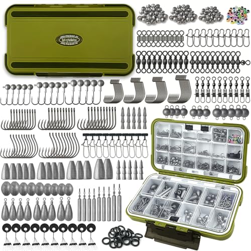 Fishing Accessories Kit 423-Piece Green Tackle Box for Bass Trout & More