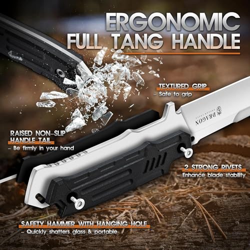 Outdoor Survival Fixed Blade Knife - White Handle, Ultra Sharp Blade, Adjustable Sheath