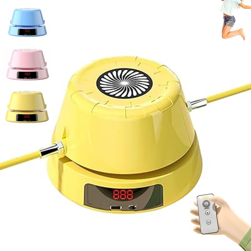 Hyperhop Auto Jump Trainer, Rechargeable Jump Rope Machine,Automatic Rope Skipping Machine,10-Speed Gearshift,for Multi-Person Entertainment, Family, Gym, Office, Party (Yellow)