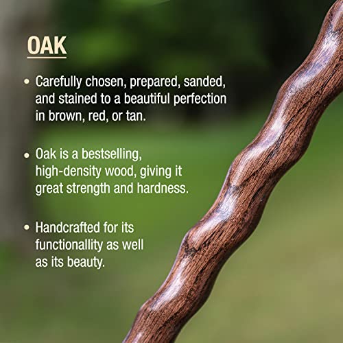 Brown Handcrafted Twisted Oak Walking Cane - 37 Inch, Traditional Handle, Made in USA