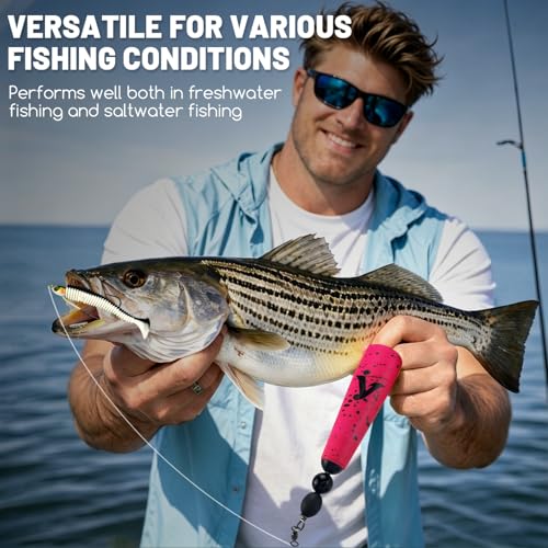 Pink 4-Inch Pre-Rigged Saltwater Popping Cork for Redfish & Trout - Black Splatter