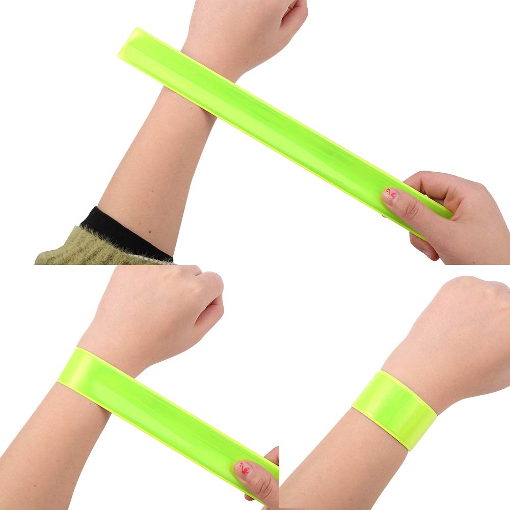 Hoemwarm 20Pcs Reflector Snap Bands High Visibility Safety Wristbands for Running, Cycling, Walking, Night Outdoor Activities