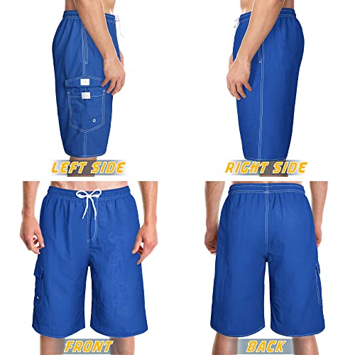 Mens X-Large Dark Blue Quick Dry Swim Trunks with Mesh Lining - Funny Swimwear Bathing Suit