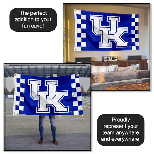 Kentucky Wildcats Checkered Flag Banner - 3x5 ft Polyester Sports Flag
