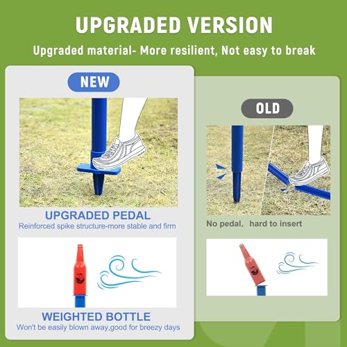 Ropoda Outdoor Flying Disc Game Set 2-Inch Pole with Reinforced Ground Spike, Portable Backyard and Beach Fun