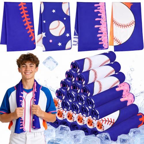 Menoly Baseball Cooling Towels 40x12 Inch Bulk Pack for Sports & Outdoor Activities - Baseball Variation