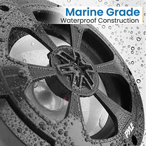 Pyle Two Way Marine Speaker System, One Pair 6.5'' Black Two-Way Marine Component Speaker, 240 Watts Max Power with 4 Ohm Impedance, Waterproof, Butyl Surround Sound and Surface Mount Capability
