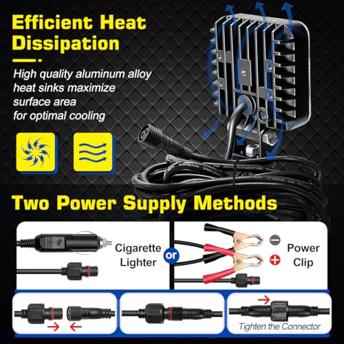 360° Rotation LED Boat Spotlight with Clamp 3 Inch Marine Work Light 12V
