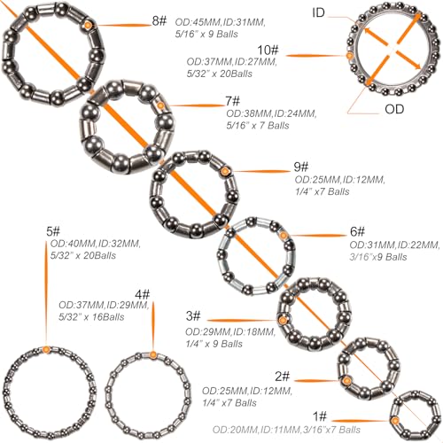Bicycle Ball Bearing Kit 50 Pieces for Headset, Hub, Crankset - Steel, 4-8mm