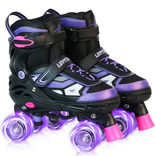 Adjustable Kids Roller Skates with Light Up Wheels - Purple, Medium (US 2Y-5Y)