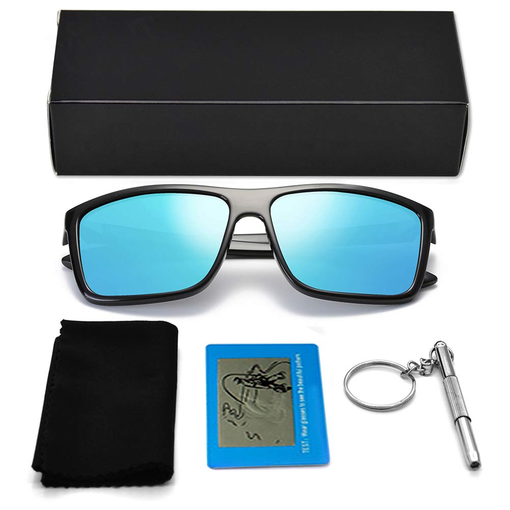 Polarized Sunglasses for Men Driving Mens Sunglasses Rectangular Vintage Sun Glasses for Men/Women Blue
