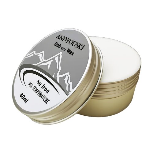 ANDYOUSKI Rub-on Ski Snowboard Wax Kit: 80ml Multi-Temperature Wax, Wax Cork, and Mini Scraper - No Iron Needed